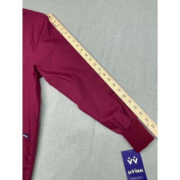 Sivvan Women's Scrub Warm-Up Jacket Front Snap Round Neck Red Size Small - Picture 7 of 8